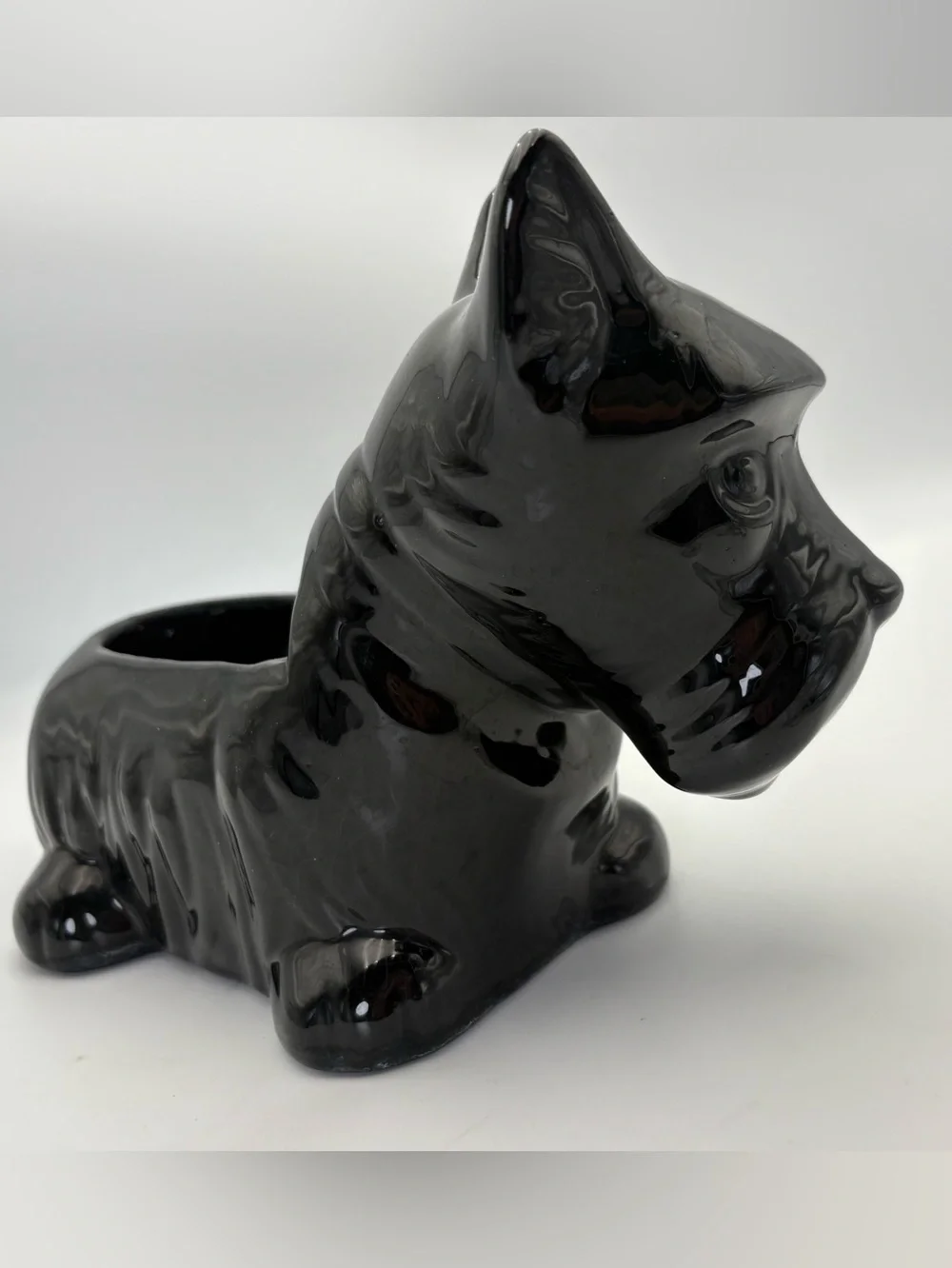 Vintage Black Ceramic Scottie Dog Planter - MCM Beauty